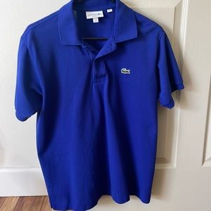 Blue button down collared Lacoste men’s shirt
